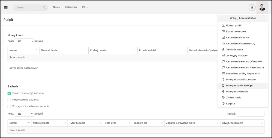 SMSAPI.pl integration in solarCRM and LegallyCRM settings